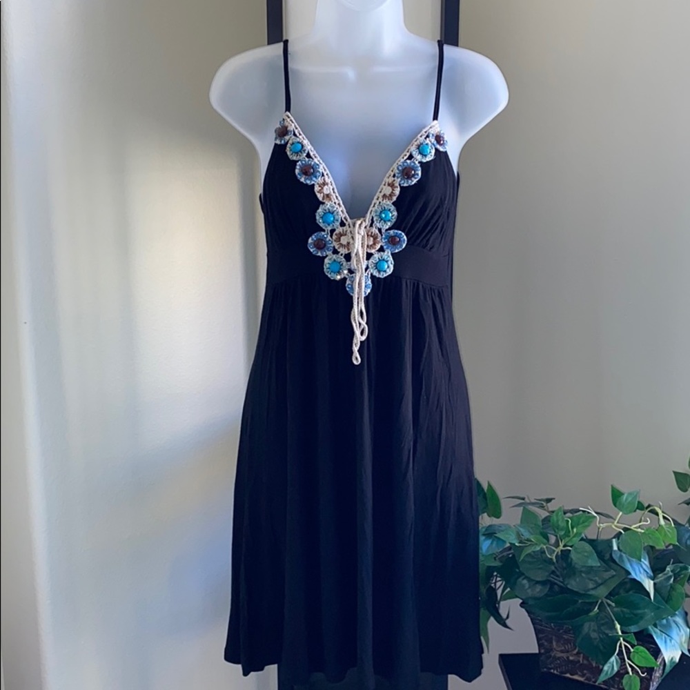 ✨ SOUL REVIVAL summer black knee dress flower
